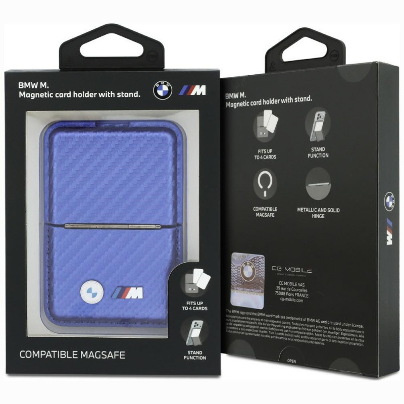 BMW M Carbon Metal Logos MagSafe Wallet, blue