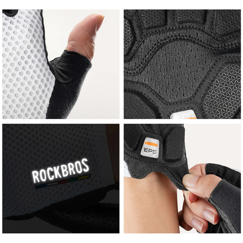 Rockbros TLS004 ROAD TO SKY Short Shock Absorbing Cycling Gloves S, White