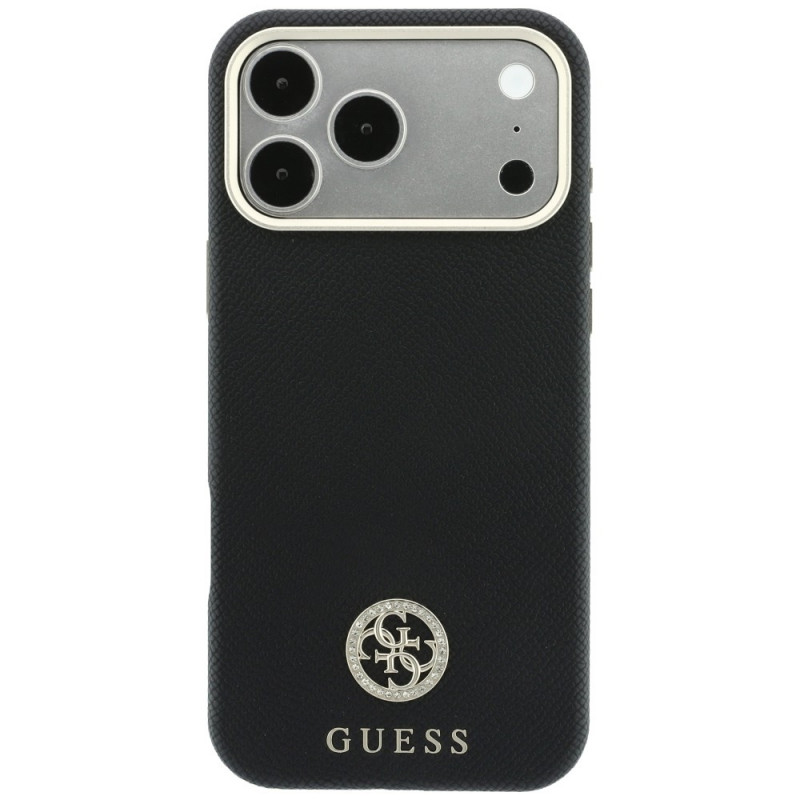 Guess GUE005537-0 Grained Round Strass Logo MagSafe Case for Apple iPhone 18 Pro Max / 17 Pro Max, black