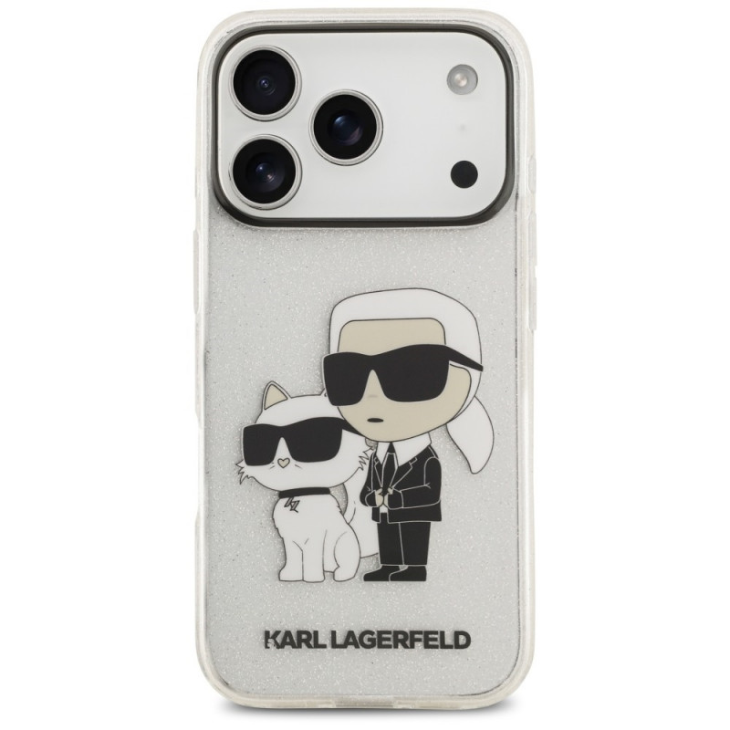 Karl Lagerfeld IML NFT Glitter Karl&Choupette Case KF003400 for Apple iPhone 18 Pro Max / 17 Pro Max, Transparent