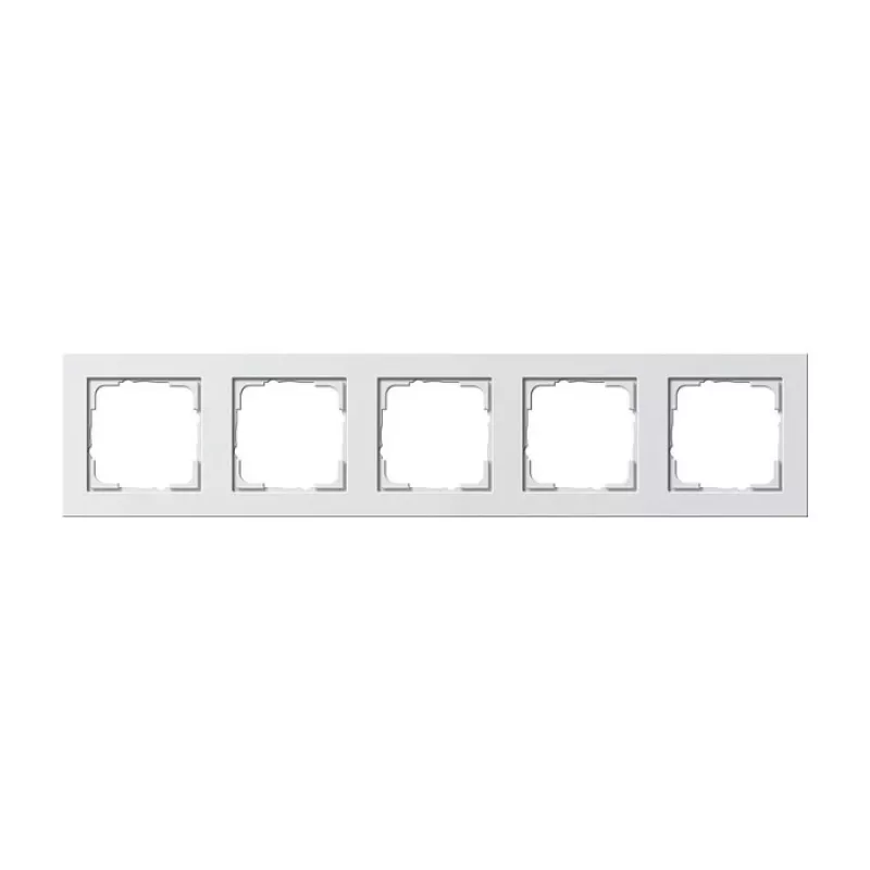 Gira E2 Frame 021522, 5-Gang, White, Matt, Thermoplastic, Screwless