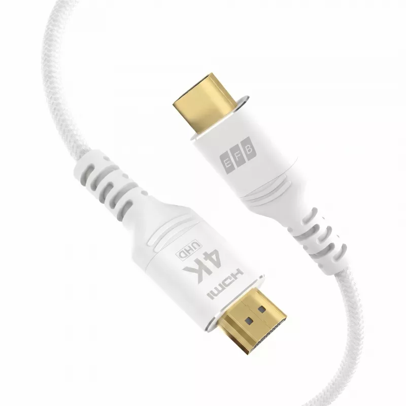 EFB Elektronik HDMI-20-00013 HDMI Cable High Speed with Ethernet, 4K60Hz, 18 Gbit/s, 2 m, White, HDMI 2.0 Compatible