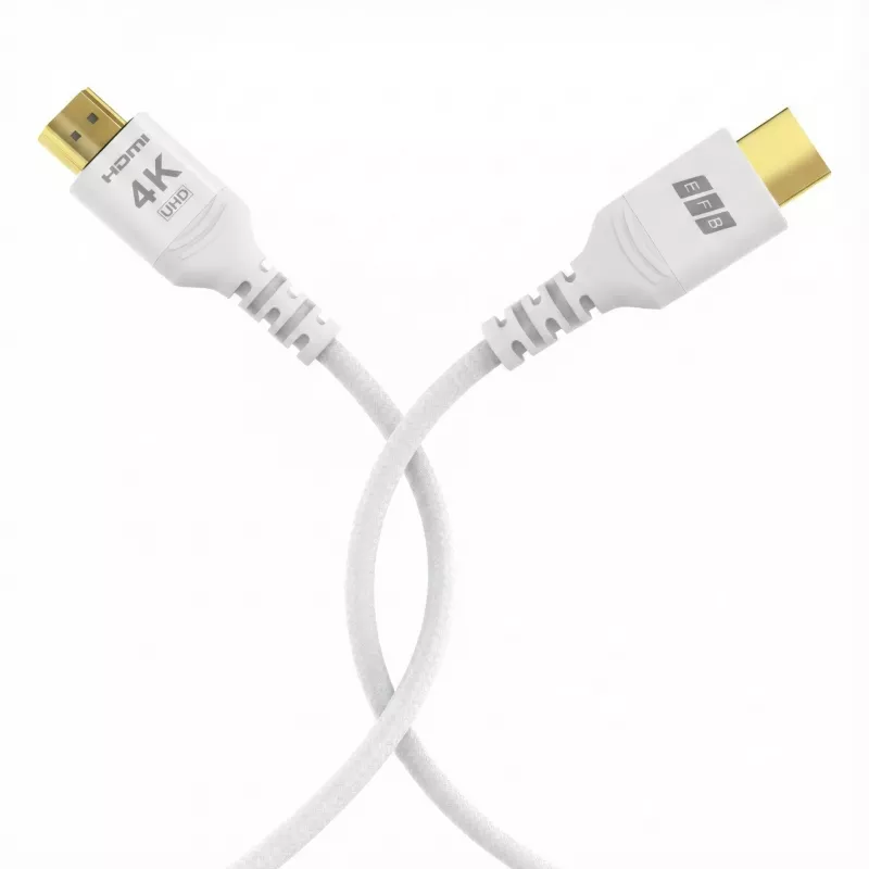 EFB Elektronik HDMI-20-00013 HDMI Cable High Speed with Ethernet, 4K60Hz, 18 Gbit/s, 2 m, White, HDMI 2.0 Compatible