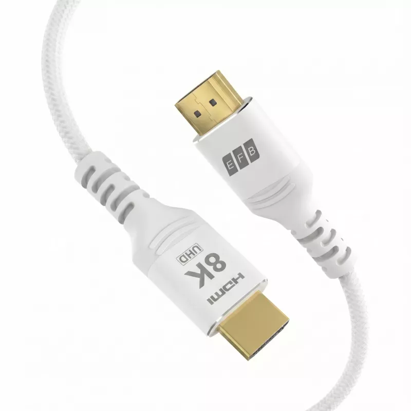 EFB Elektronik HDMI-21-00011 HDMI Cable Ultra High Speed, 8K60Hz, 48 Gbit/s, 2 m, White, HDMI 2.1/2.0 Compatible