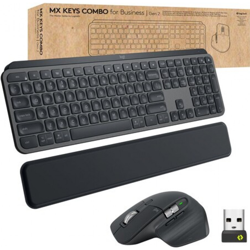Logitech MX Keys Combo for Business Keyboard and Mouse Set (920-010929), Graphite, Italian QWERTY