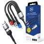 3MK Hyper Cable N-SERIES 6in1 USB-C / USB-A to USB-C / MicroUSB / Lightning Cable, QC 3.0, 18 W (9 V / 2 A), 1.2 m, Black