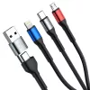 3MK Hyper Cable N-SERIES 6in1 USB-C / USB-A to USB-C / MicroUSB / Lightning Cable, QC 3.0, 18 W (9 V / 2 A), 1.2 m, Black