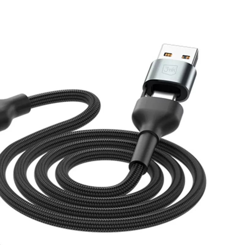 3MK Hyper Cable N-SERIES 6in1 USB-C / USB-A to USB-C / MicroUSB / Lightning Cable, QC 3.0, 18 W (9 V / 2 A), 1.2 m, Black