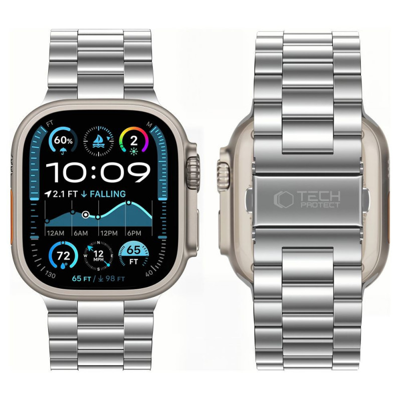 Tech-Protect Stainless stainless steel band for Apple Watch 8 / 9 / 10 / 11 / 12 / SE / Ultra (44 / 45 / 46 / 49 mm), Silver