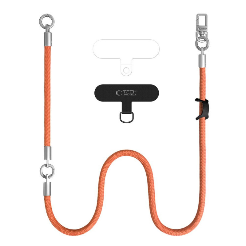 Tech-Protect C10S Rope Crossbody & Wrist Phone Strap Set, Orange/Titanium