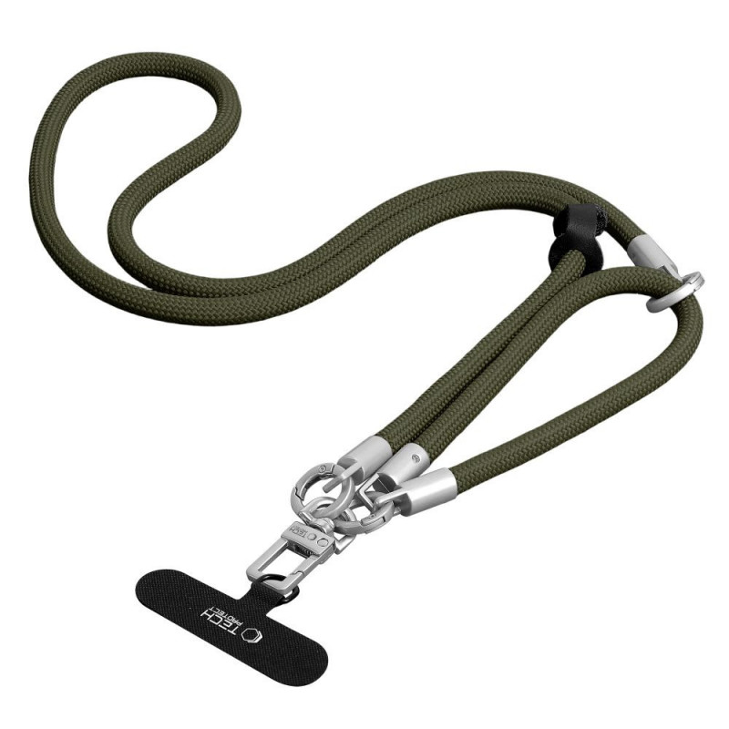Tech-Protect C10S Rope Crossbody & Wrist Phone Strap Set, Olive Green/Titanium