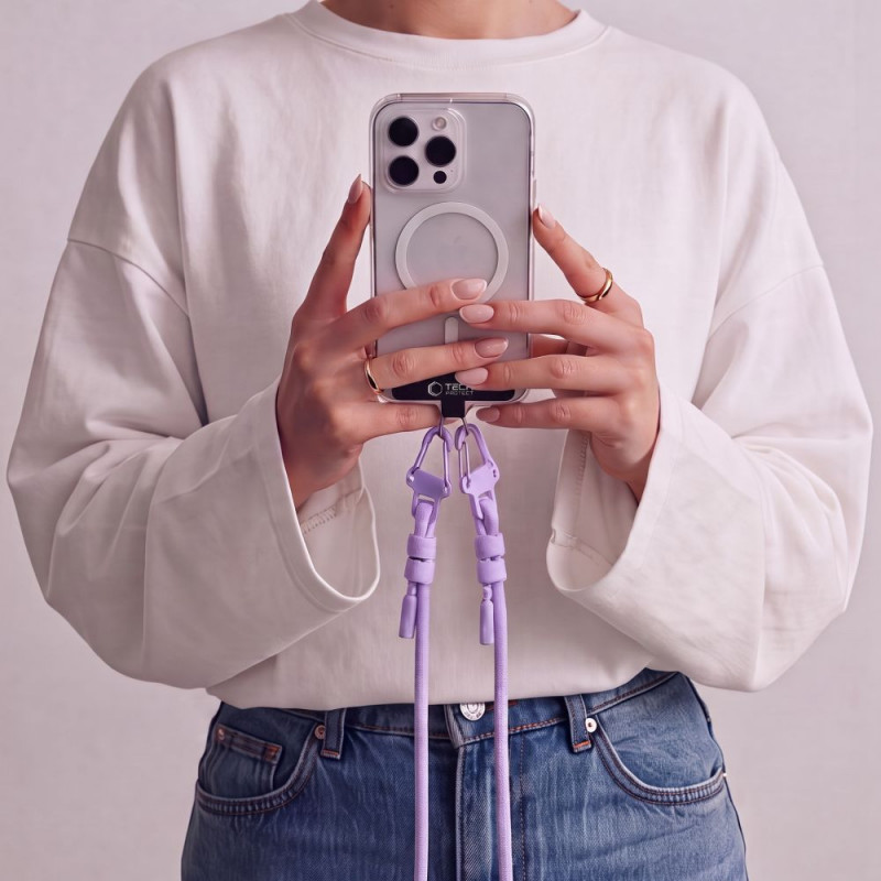 Tech-Protect C5SD Rope Crossbody Phone Strap, 80 cm, Lavender
