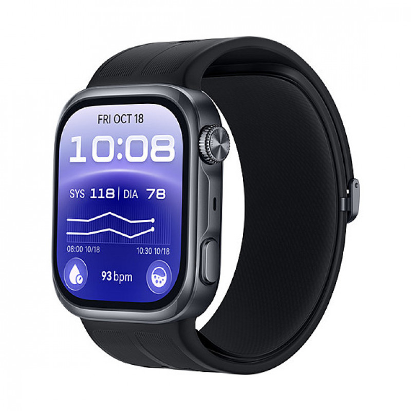 Huawei Watch D3 Riva-B10 46 mm Smartwatch, Aluminium Case, Rubber Strap, Black (55020KBU)