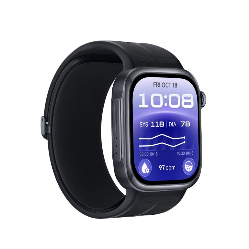 Huawei Watch D3 Riva-B10 46 mm Smartwatch, Aluminium Case, Rubber Strap, Black (55020KBU)