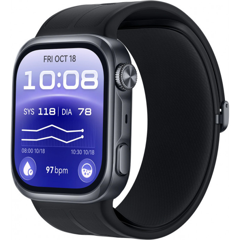Huawei Watch D3 Riva-B10 46 mm Smartwatch, Aluminium Case, Rubber Strap, Black (55020KBU)