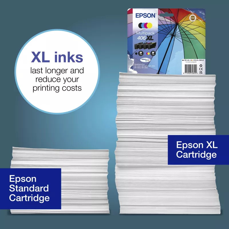 Epson 406XL Umbrella DURABrite Ultra Multipack EasyMail 4-pack, XL (C13T17H64510)