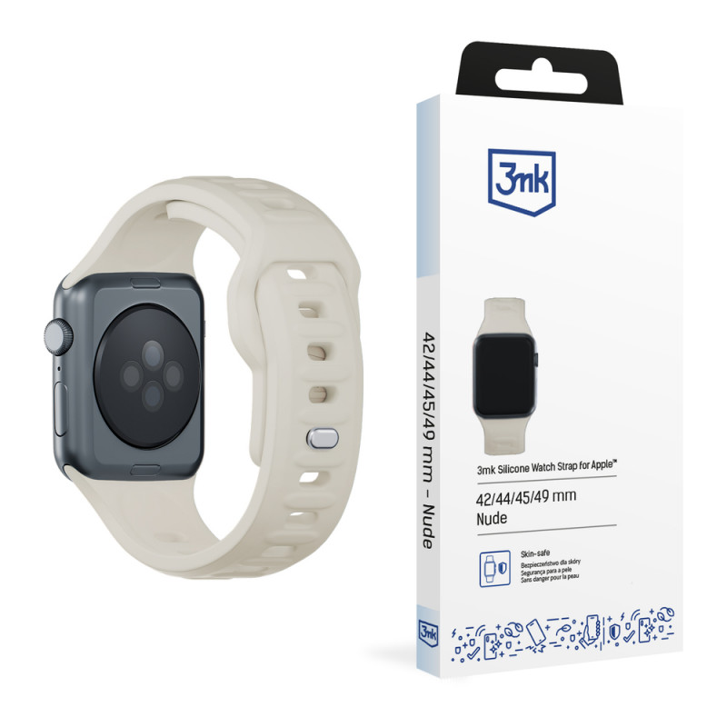 3mk Silicone Watch Strap for Apple Watch 42/44/45/49 mm, beige