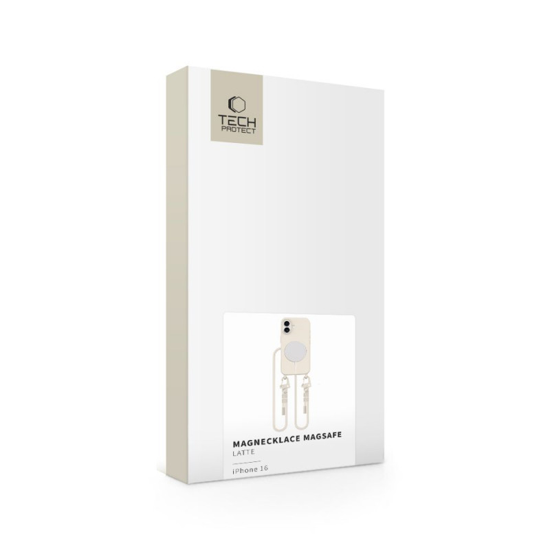 Tech-Protect MagNecklace MagSafe Case with Lanyard for Apple iPhone 16, Beige