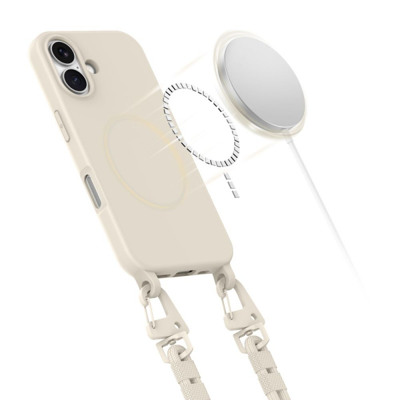 Tech-Protect MagNecklace MagSafe Case with Lanyard for Apple iPhone 16, Beige