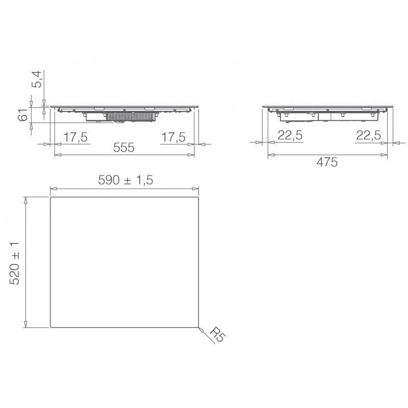 Elica Primis 604 Plus PRF0199861 Built-in Induction Hob, 60 cm, 4 Zones, Black