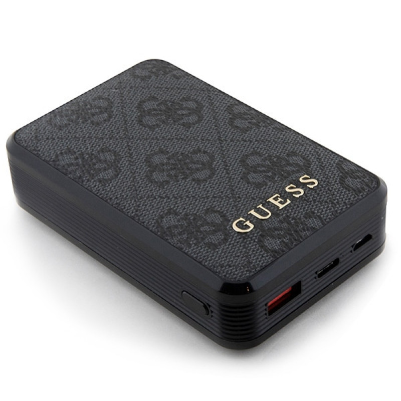 Guess GUPB10DP4GEGK Power Bank 10000 mAh, 18 W, 4G Leather Metal Logo, black
