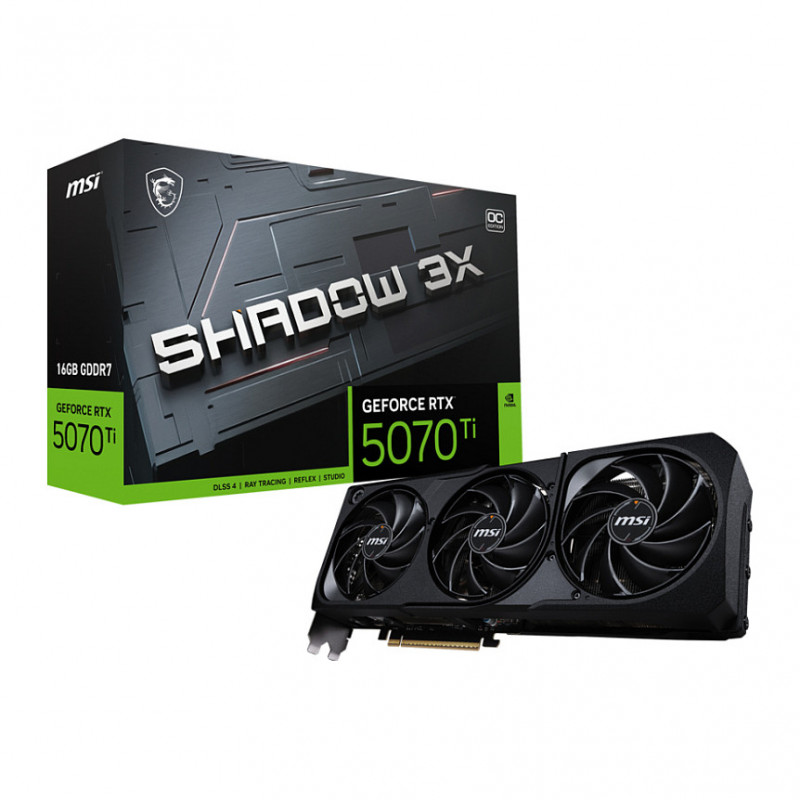 MSI GeForce RTX 5070 Ti 16G Shadow 3X OC Graphics Card, 16 GB GDDR7, 3 Fans