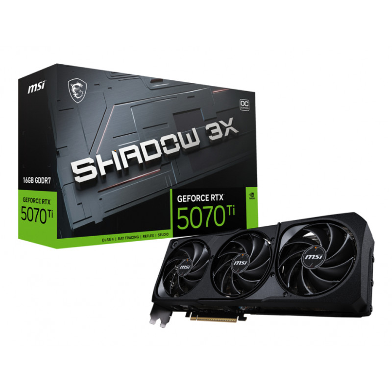MSI GeForce RTX 5070 Ti 16G Shadow 3X OC Graphics Card, 16 GB GDDR7, 3 Fans