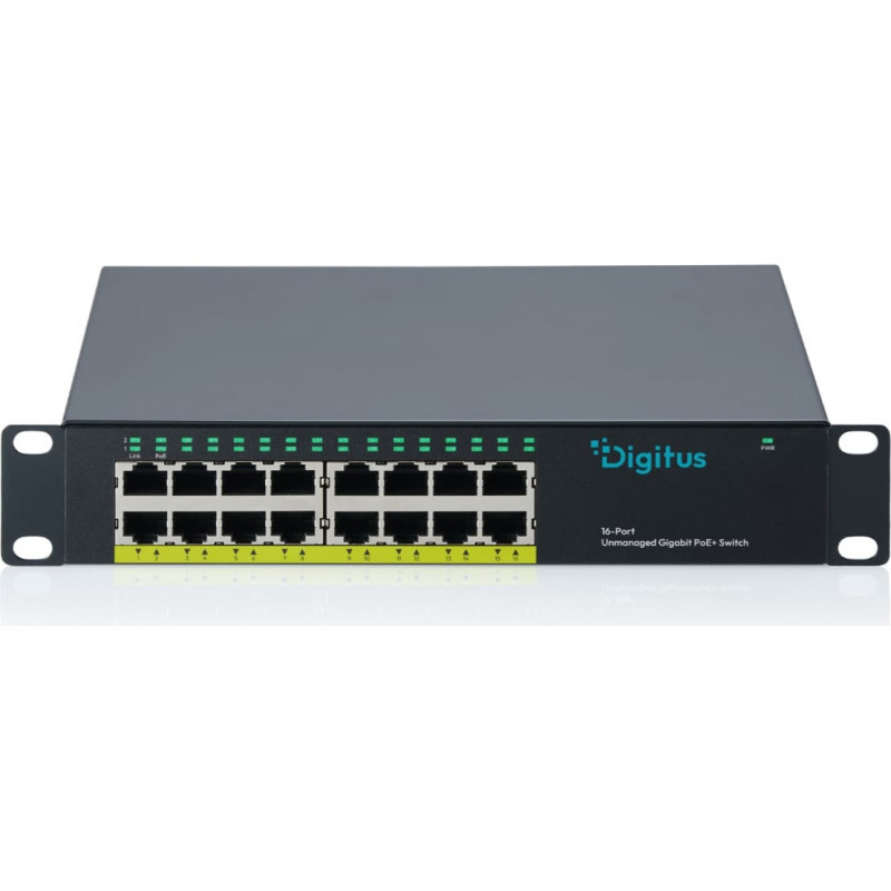DIGITUS DN-95334 10 Gigabit 16-Port Unmanaged PoE+ Switch (120 W)