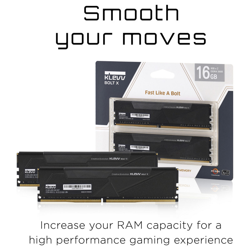 Klevv BOLT X KD48GU880-36A180U DDR4 Memory Kit, 16 GB (2 x 8 GB), 3600 MHz