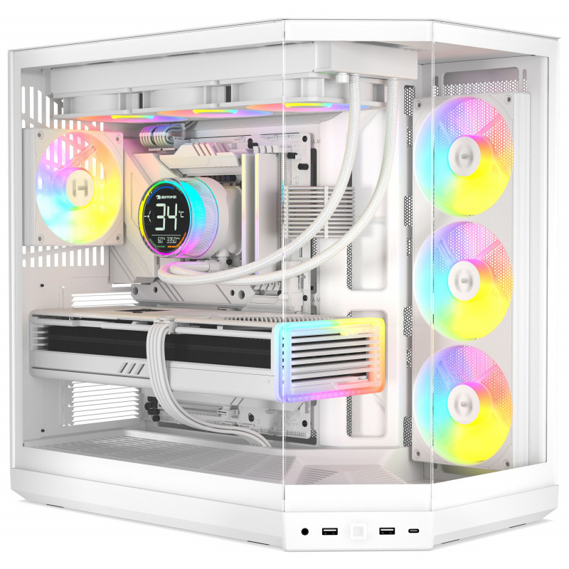 HYTE Y50 Snow White PC Case, White, Tempered Glass x 3