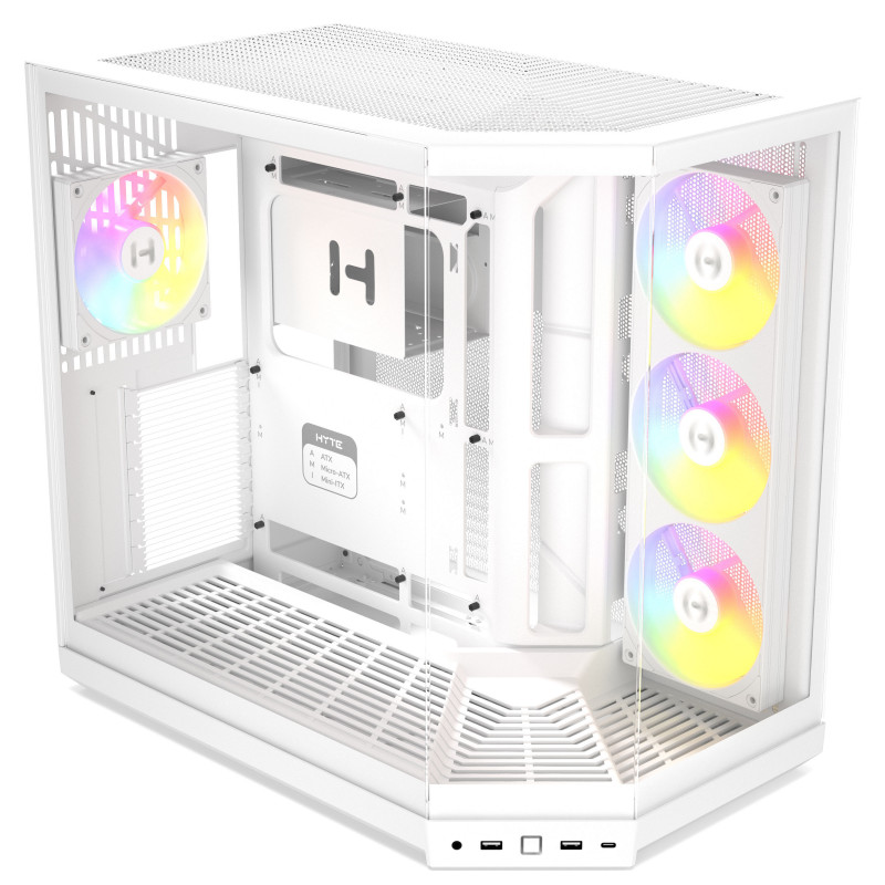 HYTE Y50 Snow White PC Case, White, Tempered Glass x 3