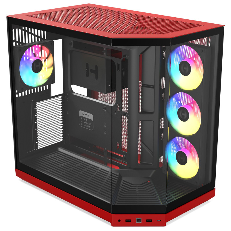 HYTE Y50 Wild Cherry PC Case, Red, Tempered Glass x 3