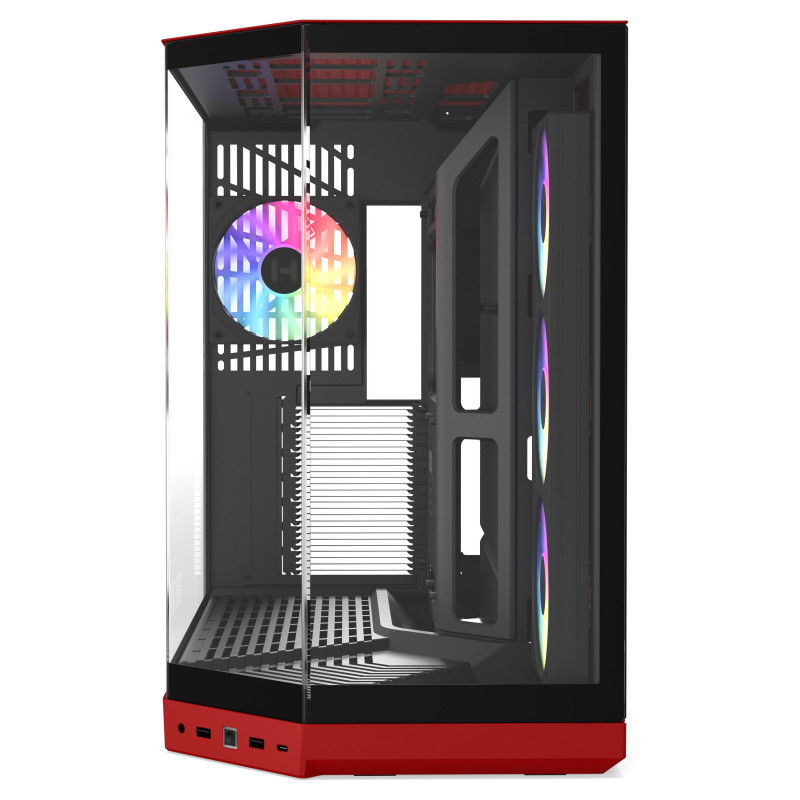 HYTE Y50 Wild Cherry PC Case, Red, Tempered Glass x 3