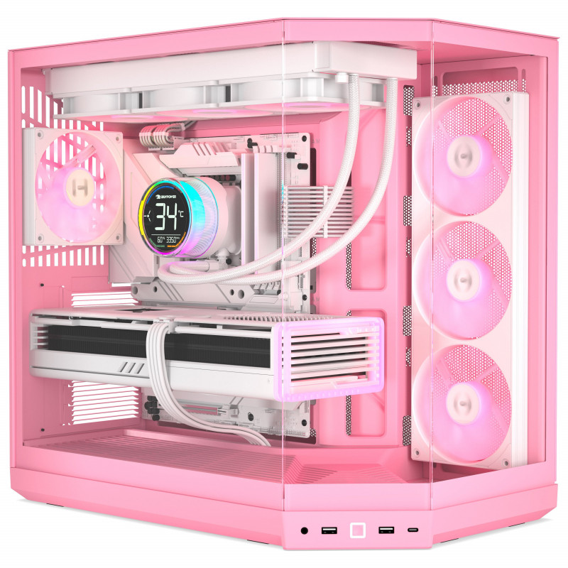 HYTE Y50 Strawberry Milk PC Case, Light Pink, Tempered Glass x 3