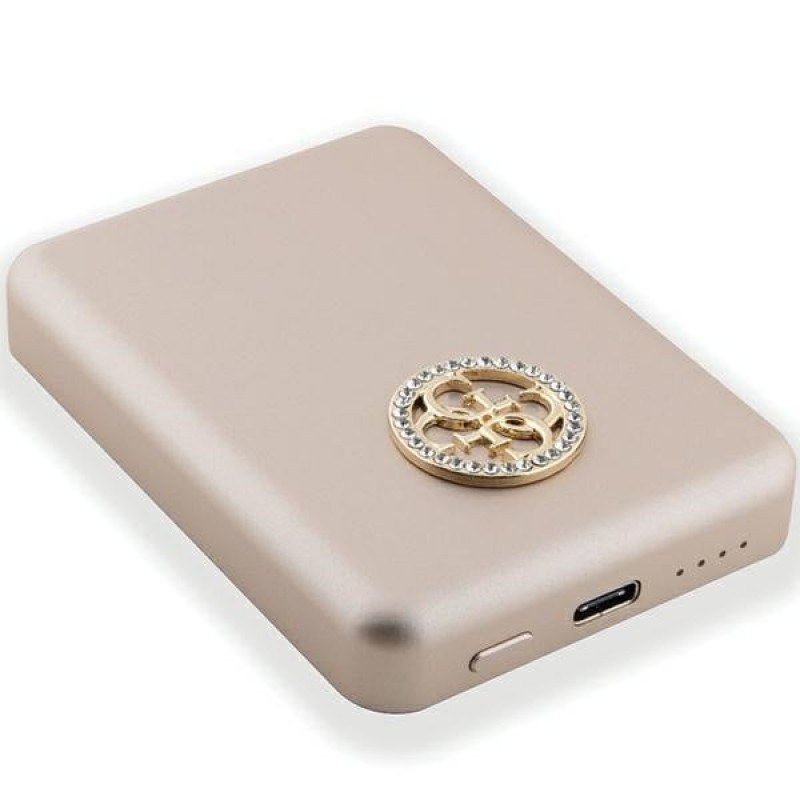 Guess GUPBM5AL4DMD 4G Strassed Metal Logo MagSafe Induction Powerbank 5000 mAh, 15W, gold