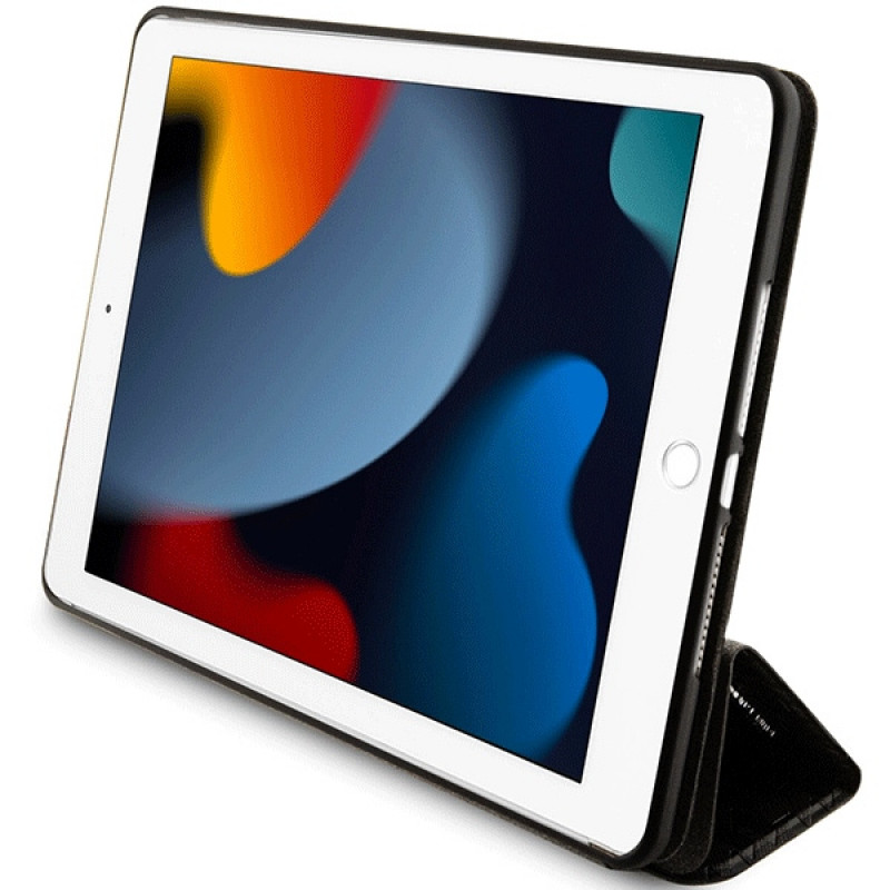 Karl Lagerfeld KLFC10SAKHPKK Saffiano Monogram Ikonik Bookcase for Apple iPad 10.2 (7th, 8th, 9th gen), black