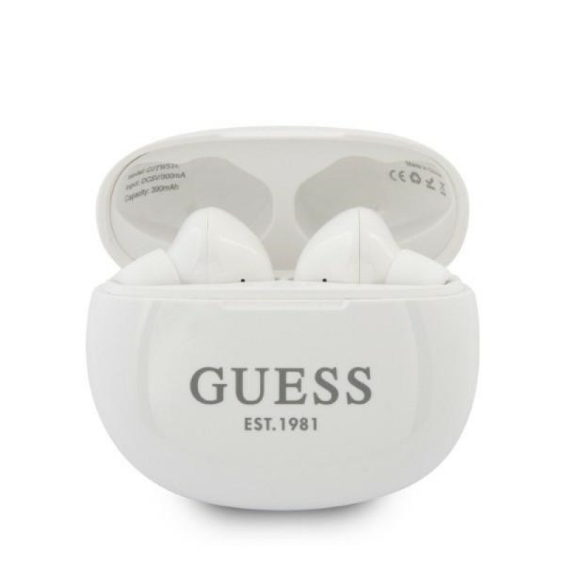 Guess GUTWS1CWHTWS Wireless In-Ear Headphones with Docking Station, Bluetooth 5.0, white