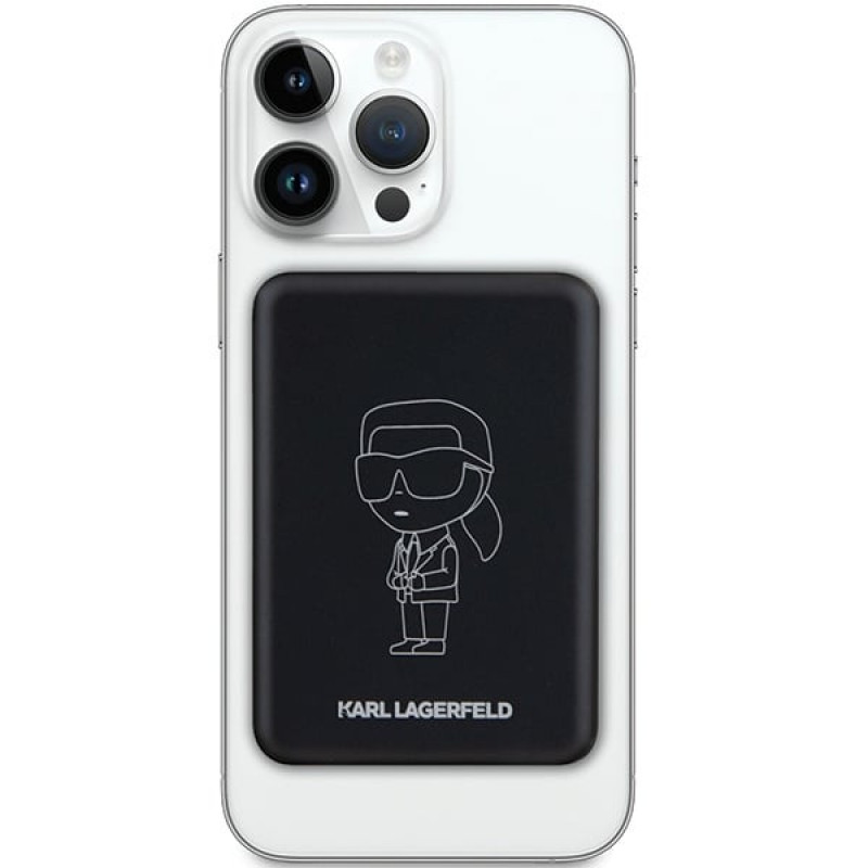 Karl Lagerfeld KLPBM5KIOTTGK Induction Power Bank 5000 mAh 15W, Outline Ikonik, MagSafe, black