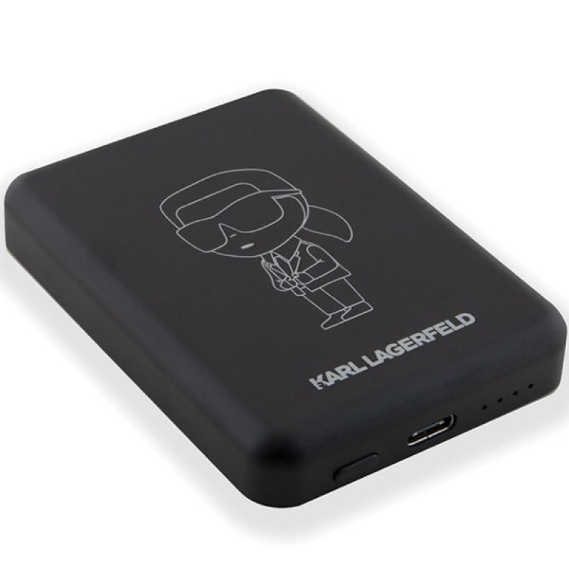 Karl Lagerfeld KLPBM5KIOTTGK Induction Power Bank 5000 mAh 15W, Outline Ikonik, MagSafe, black
