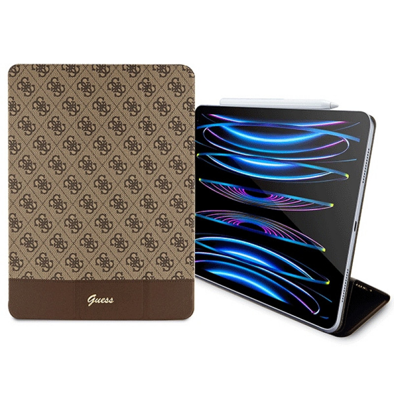 Guess GUFCP12PS4SGW Case for Apple iPad Pro 12.9 (2020/2021/2022, 4th/5th/6th gen), 4G Stripe Allover, brown