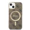 Guess GUBPP14SH4EACSW Hardcase for Apple iPhone 14 + Wireless Charger, 4G Print, MagSafe, brown