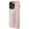 Karl Lagerfeld KLHCP15X3DMBKCP Hardcase for Apple iPhone 15 Pro Max, 3D Rubber Glitter Logo, pink