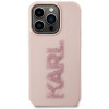 Karl Lagerfeld KLHCP15X3DMBKCP Hardcase for Apple iPhone 15 Pro Max, 3D Rubber Glitter Logo, pink