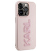 Karl Lagerfeld KLHCP15X3DMBKCP Hardcase for Apple iPhone 15 Pro Max, 3D Rubber Glitter Logo, pink