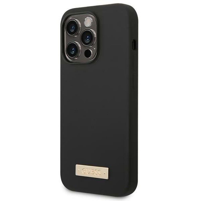 Guess GUHMP14XSBPLK Apple iPhone 14 Pro Max Hardcase, Silicone Logo Plate MagSafe, Black