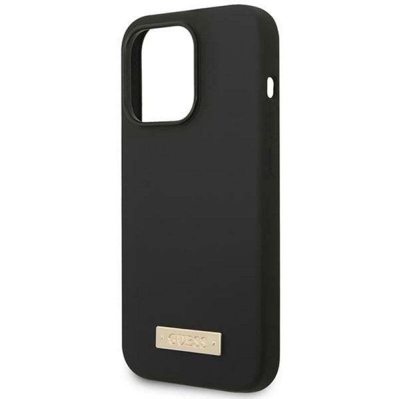 Guess GUHMP14XSBPLK Apple iPhone 14 Pro Max Hardcase, Silicone Logo Plate MagSafe, Black