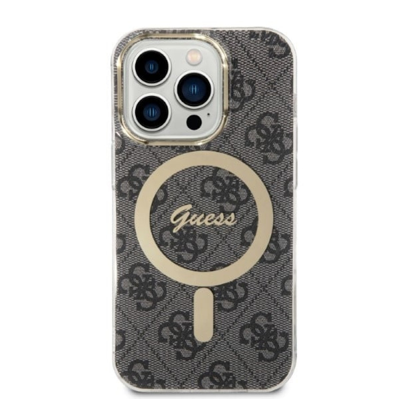 Guess GUBPP14XH4EACSK Case + Wireless Charger Apple iPhone 14 Pro Max Black Hardcase, 4G Print, MagSafe