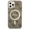 Guess GUBPP12MH4EACSW Case + Wireless Charger Apple iPhone 12 / iPhone 12 Pro Brown Hardcase, 4G Print, MagSafe