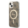 Guess GUBPP14MH4EACSW Case + Wireless Charger Apple iPhone 14 Plus / iPhone 15 Plus Brown Hardcase, 4G Print, MagSafe