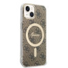 Guess GUBPP14MH4EACSW Case + Wireless Charger Apple iPhone 14 Plus / iPhone 15 Plus Brown Hardcase, 4G Print, MagSafe